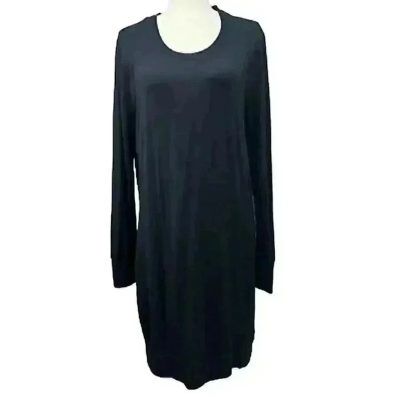 Athleta Black Nirvana Go To Long Sleeve Cross Back Super Soft Sweatshirt Dress M - Picture 2 of 9